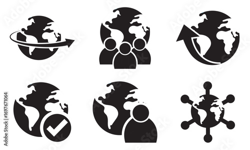 Worldwide communication and globalization icon. Vector icons representing worldwide communication, networking, internet, global business, globalization, and international connect. Vector illustration
