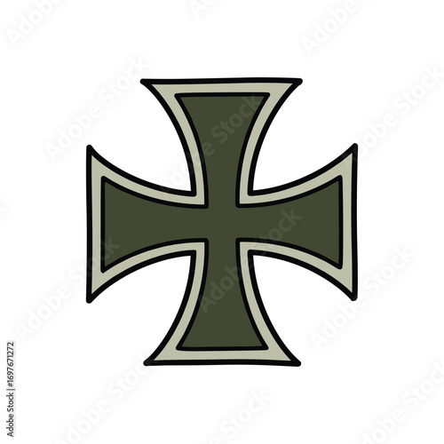 Minimalistic iron cross design – stock vector flat illustration