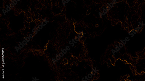 Dark abstract background with faint glowing orange fractal flowing lines. Energy currents, lightning veins, or cosmic plasma streams. Mysterious, futuristic, and atmospheric texture