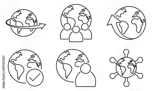 Worldwide communication and globalization icon. Vector icons representing worldwide communication, networking, internet, global business, globalization, and international connect. Vector illustration
