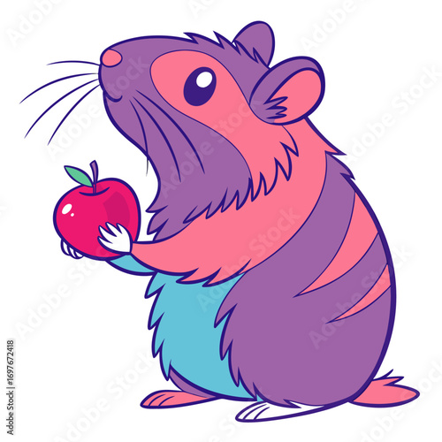 Hamster holding an apple
