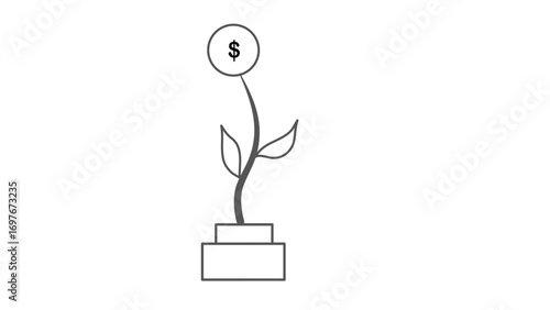 minimalist coin money tree line art EPS format