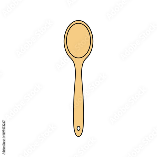 Wooden spoon illustration with simple design and neutral tones – stock vector flat illustration