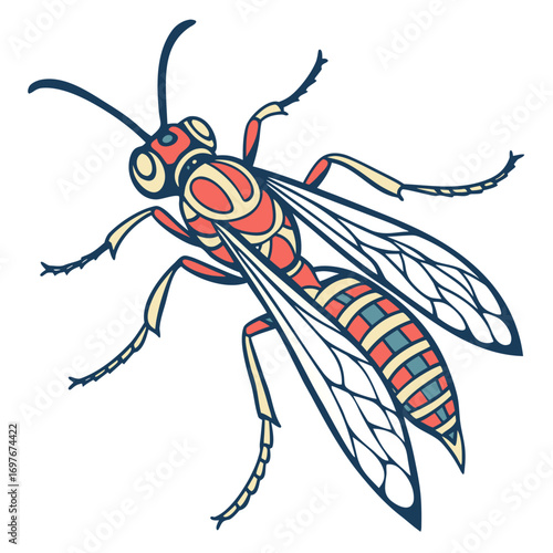 Illustration of a wasp with wings