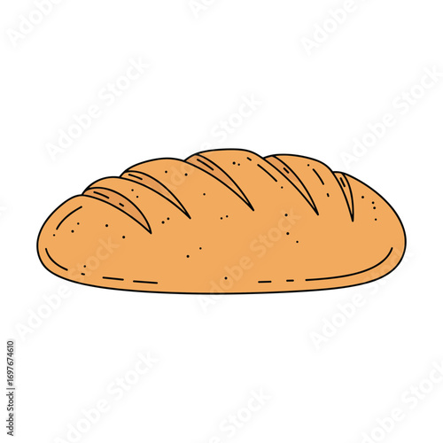 Illustration of freshly baked whole wheat bread loaf with slices – stock vector flat illustration
