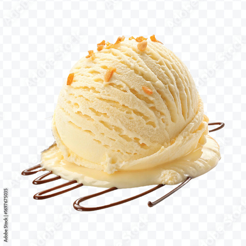 realistic delicious scoop of  vanilla ice cream in in different color style isolated on transparent background