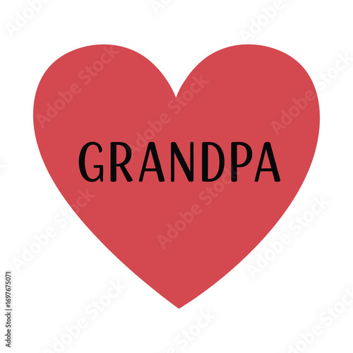 Heart with grandpa text on red background for family love concept – stock vector flat illustration