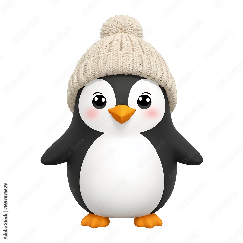 Fototapeta premium 3d penguin in winter hat