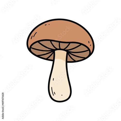 Hand-drawn brown mushroom illustration – stock vector flat illustration