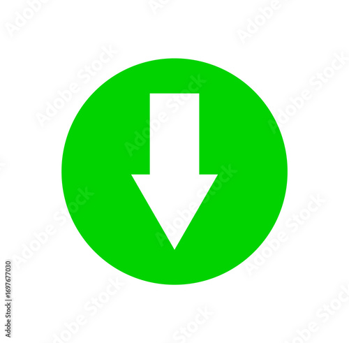 Free Download Green circle with white down arrow isolated on transparent background - GFXLoad