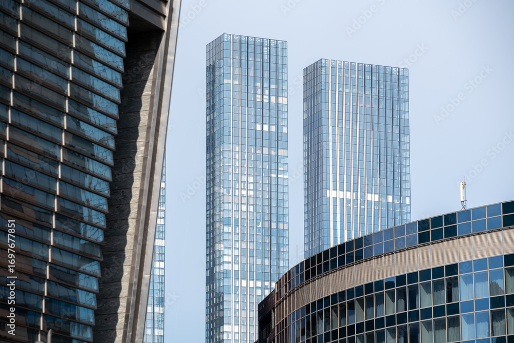Fototapeta premium walls and windows of high business building bottom view