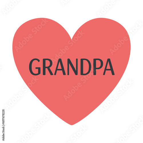 Red heart shape with grandpa text celebrating family love and appreciation – stock vector flat illustration