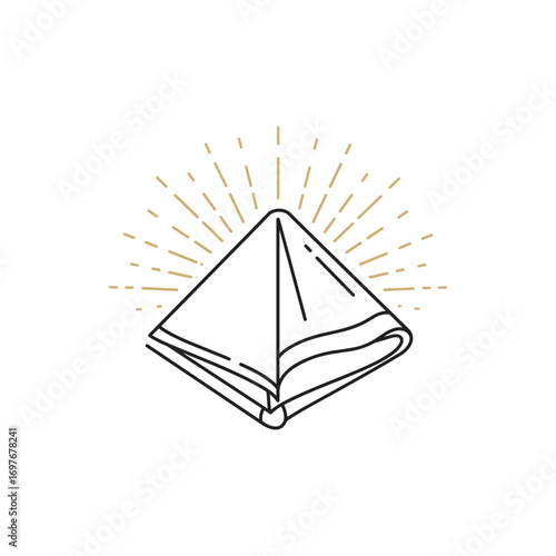 Elegant folded napkin with radiating lines in minimalist design – stock vector flat illustration