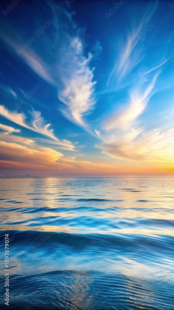 Obraz premium Horizon meets the sky with waves gently rolling in