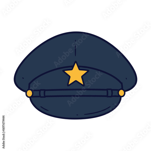 Illustration of a police hat with a star emblem – stock vector flat illustration
