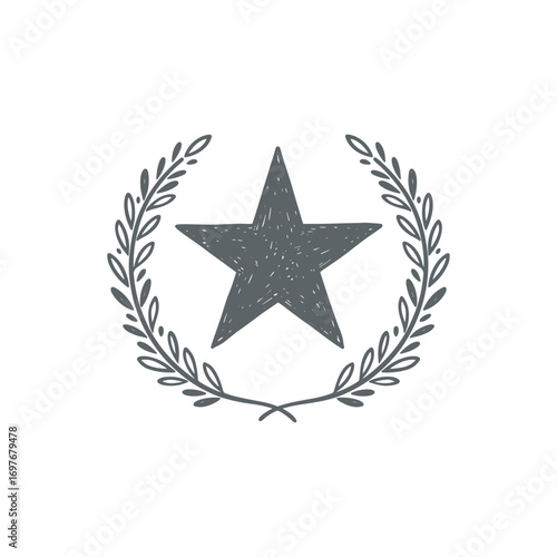 Elegant star emblem with laurel wreath – stock vector flat illustration
