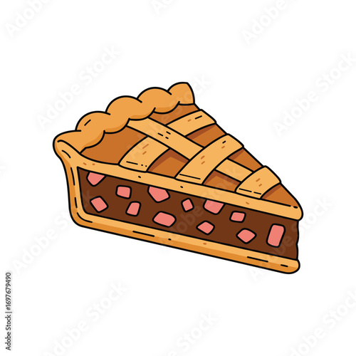 Slice of berry pie with lattice crust – stock vector flat illustration