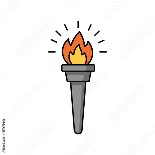 Illustrated olympic torch with orange flame – stock vector flat illustration