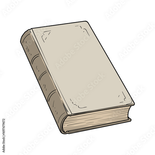 Vintage hardcover book with blank cover and elegant detailing – stock vector flat illustration