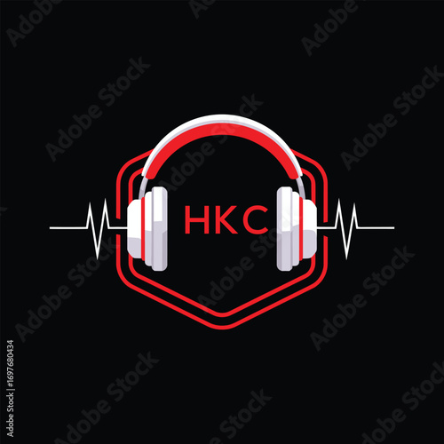 HKC  Headphone Company logo. HKC Modern Music logo design for entrepreneur and business. HKC Entertainment Branding best icon.
