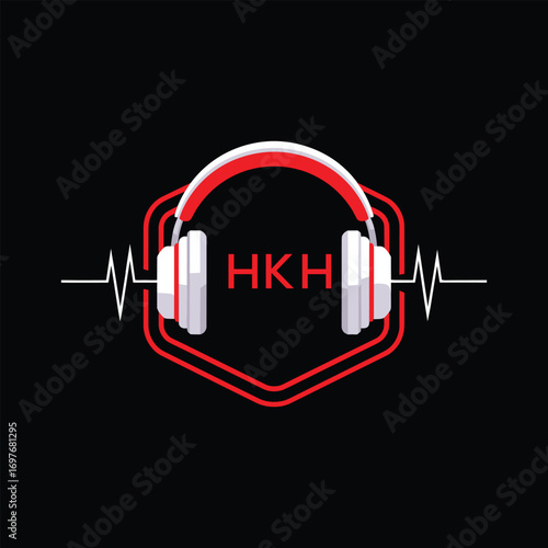 HKH  Headphone Company logo. HKH Modern Music logo design for entrepreneur and business. HKH Entertainment Branding best icon.
