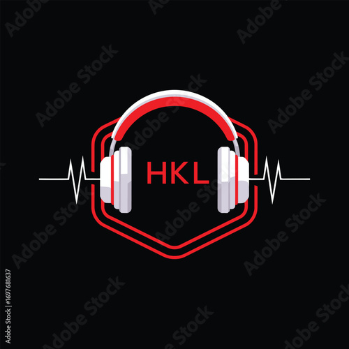 HKL  Headphone Company logo. HKL Modern Music logo design for entrepreneur and business. HKL Entertainment Branding best icon.
