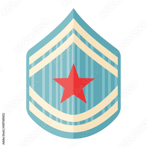 vector illustration of a military sergeant rank insignia with chevrons and a red star for a Veterans Day tribute.