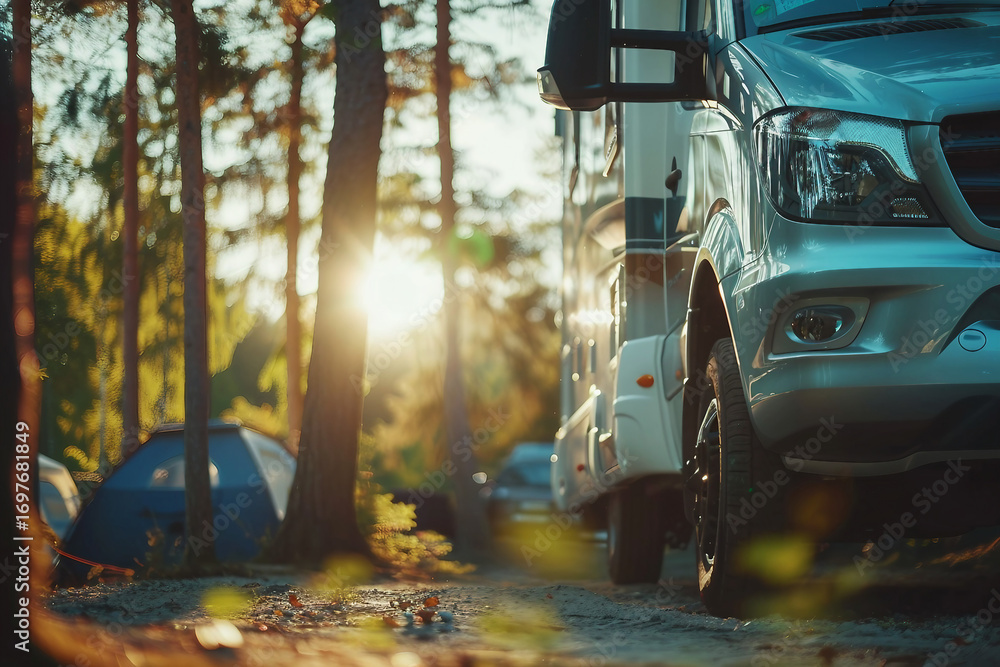 Obraz premium A family enjoys quality time together during a camping generative AI