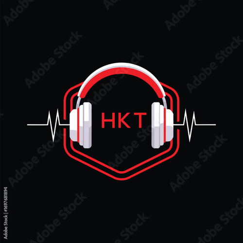 HKT  Headphone Company logo. HKT Modern Music logo design for entrepreneur and business. HKT Entertainment Branding best icon.
