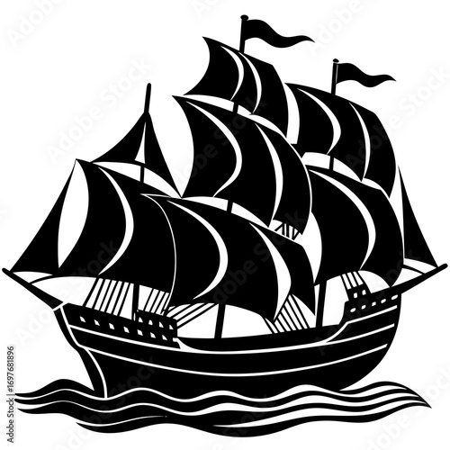 ship sail silhouette black