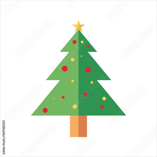 Christmas Tree Vector Flat Illustration