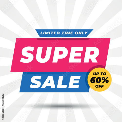 Super sale promotional banner design up to 60% off