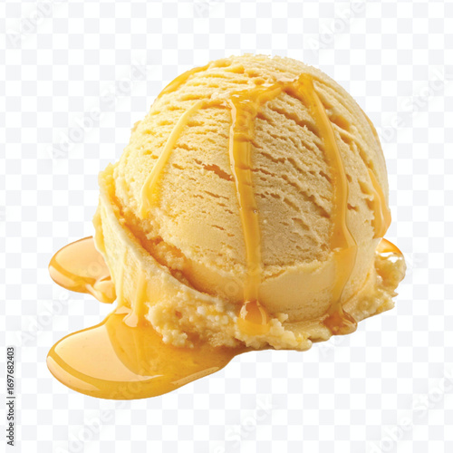 realistic delicious scoop of  vanilla ice cream in in different color style isolated on transparent background