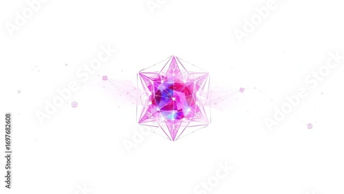 Futuristic Geometric Star Icon with Neon Highlights