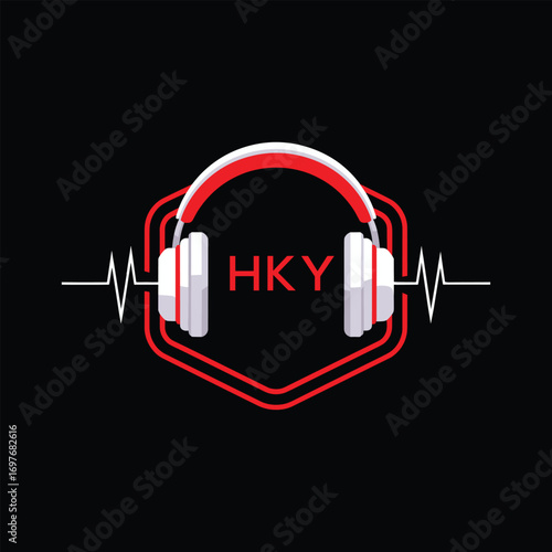 HKY  Headphone Company logo. HKY Modern Music logo design for entrepreneur and business. HKY Entertainment Branding best icon.
