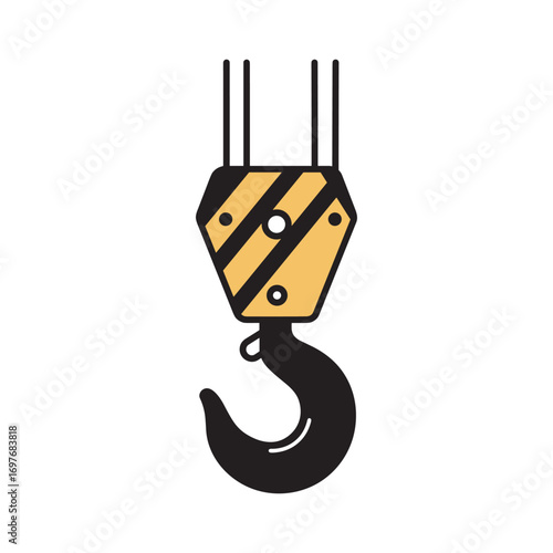 Industrial crane hook vector icon – stock vector flat illustration