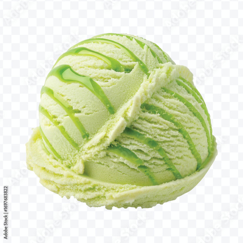 realistic delicious scoop of  vanilla ice cream in in different color style isolated on transparent background