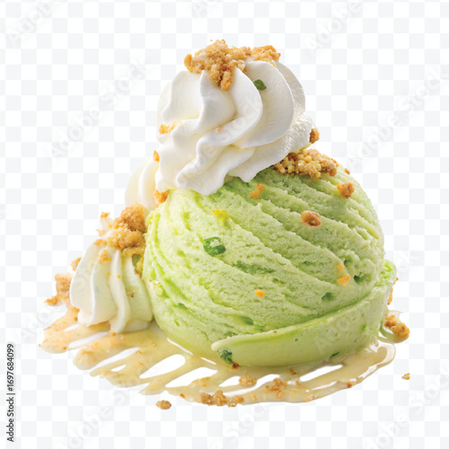 realistic delicious scoop of  vanilla ice cream in in different color style isolated on transparent background