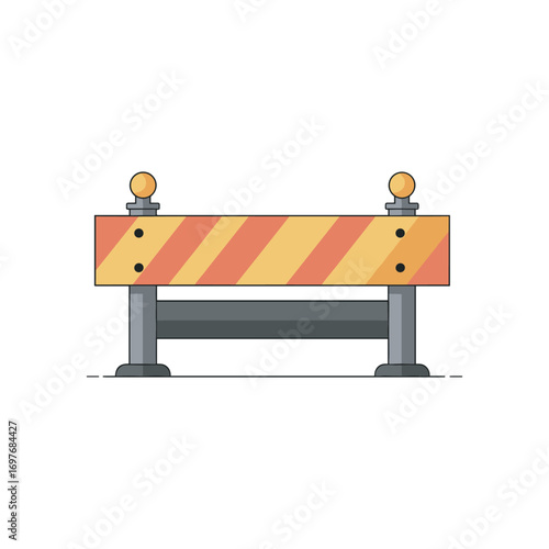 Construction barrier icon with yellow and orange stripes – stock vector flat illustration