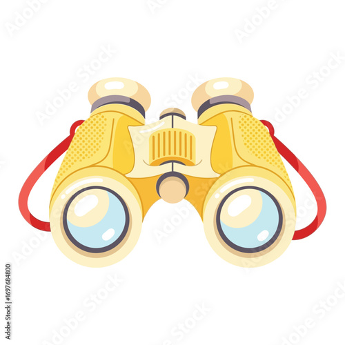 vector illustration of golden military binoculars with a red strap for observation and reconnaissance on Veterans Day.