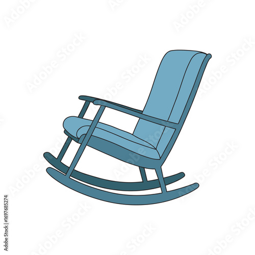 Blue vintage rocking chair – stock vector flat illustration