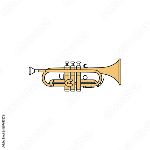 Colorful trumpet illustration highlighting musical instrument design – stock vector flat illustration