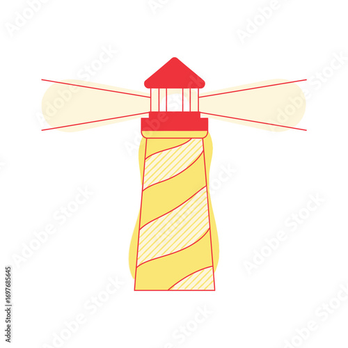 vector illustration of a lighthouse shining a beam of light, symbolizing guidance and safety for veterans on Veterans Day.