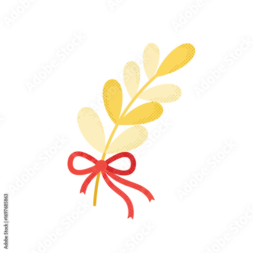 vector illustration of a golden olive branch with a red ribbon symbolizing peace and honor for Veterans Day.
