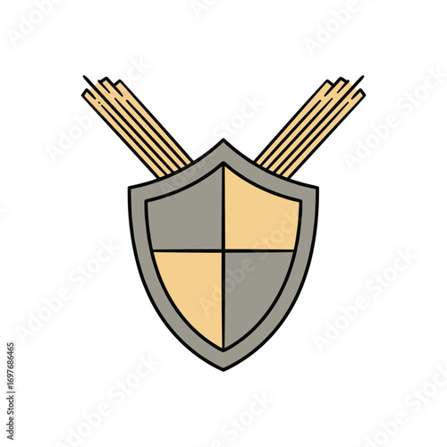 Shield with arrows: symbol of defense and protection – stock vector flat illustration