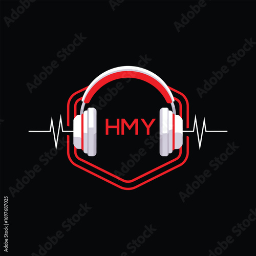 HMY  Headphone Company logo. HMY Modern Music logo design for entrepreneur and business. HMY Entertainment Branding best icon.
