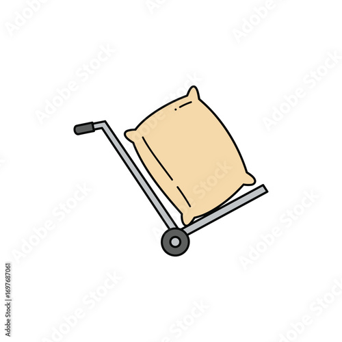 Handcart with sack on wheels illustration – stock vector flat illustration
