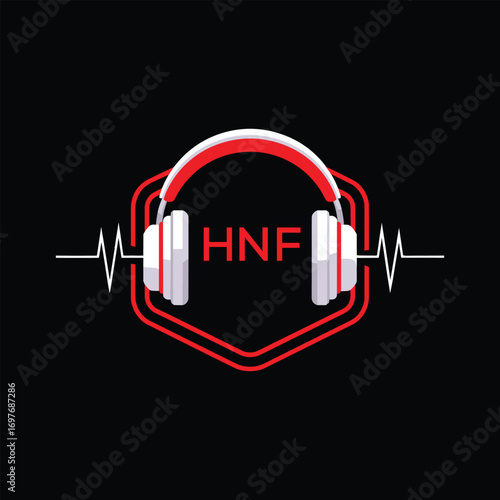 HNF  Headphone Company logo. HNF Modern Music logo design for entrepreneur and business. HNF Entertainment Branding best icon.
