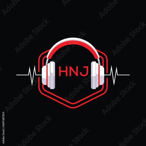 HNJ  Headphone Company logo. HNJ Modern Music logo design for entrepreneur and business. HNJ Entertainment Branding best icon.
