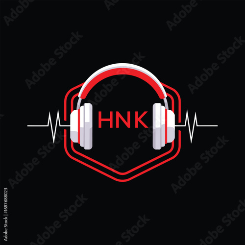 HNK  Headphone Company logo. HNK Modern Music logo design for entrepreneur and business. HNK Entertainment Branding best icon.
